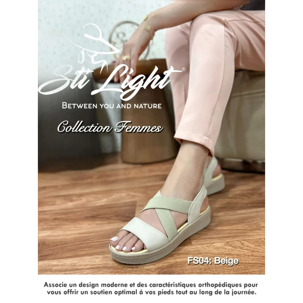 Sandale orthopédique - femme - beige Sandale orthopédique - femme - beige