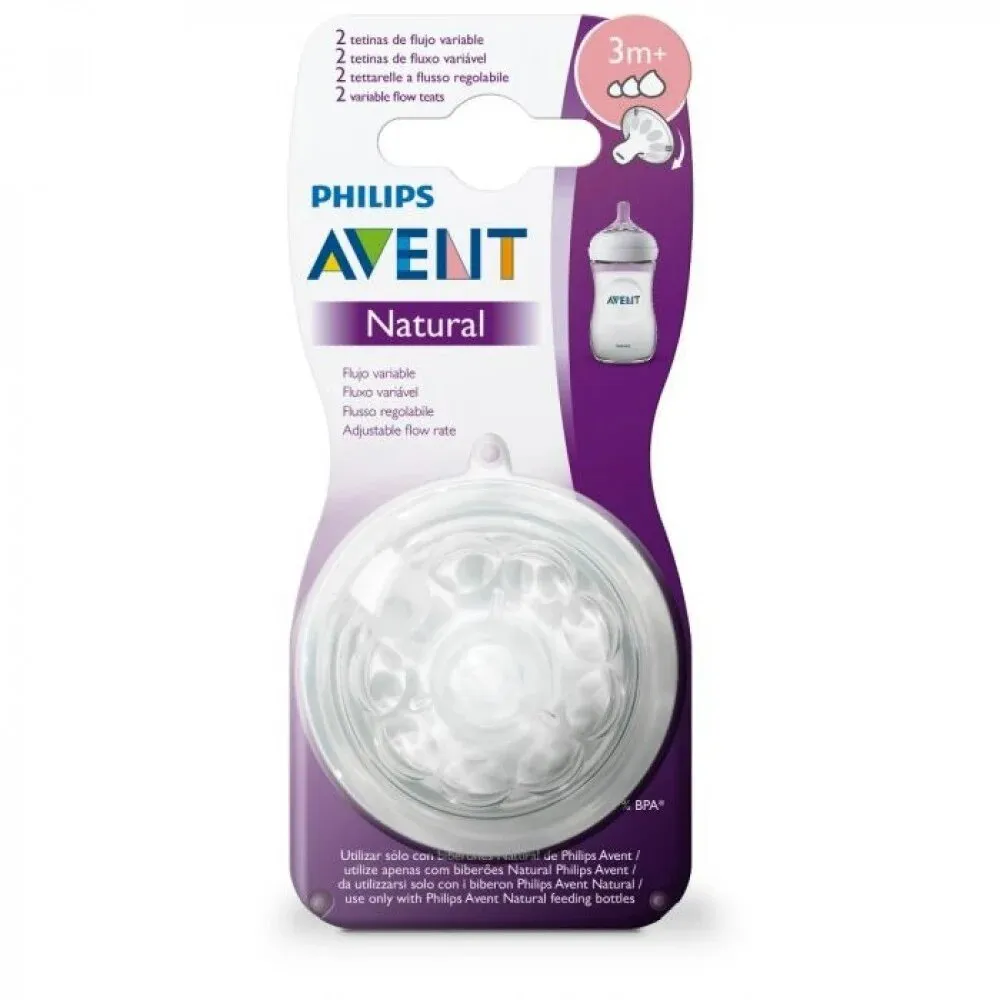 Avent 2 Tétines Naturel 3m+ debit variable