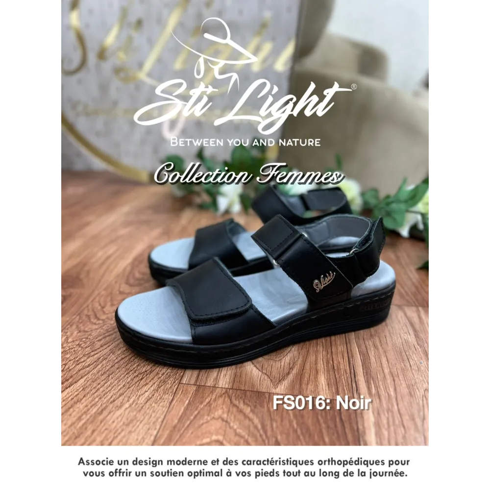 Sandale orthopédique - femme -noir fs016 Sandale orthopédique - femme -noir fs016