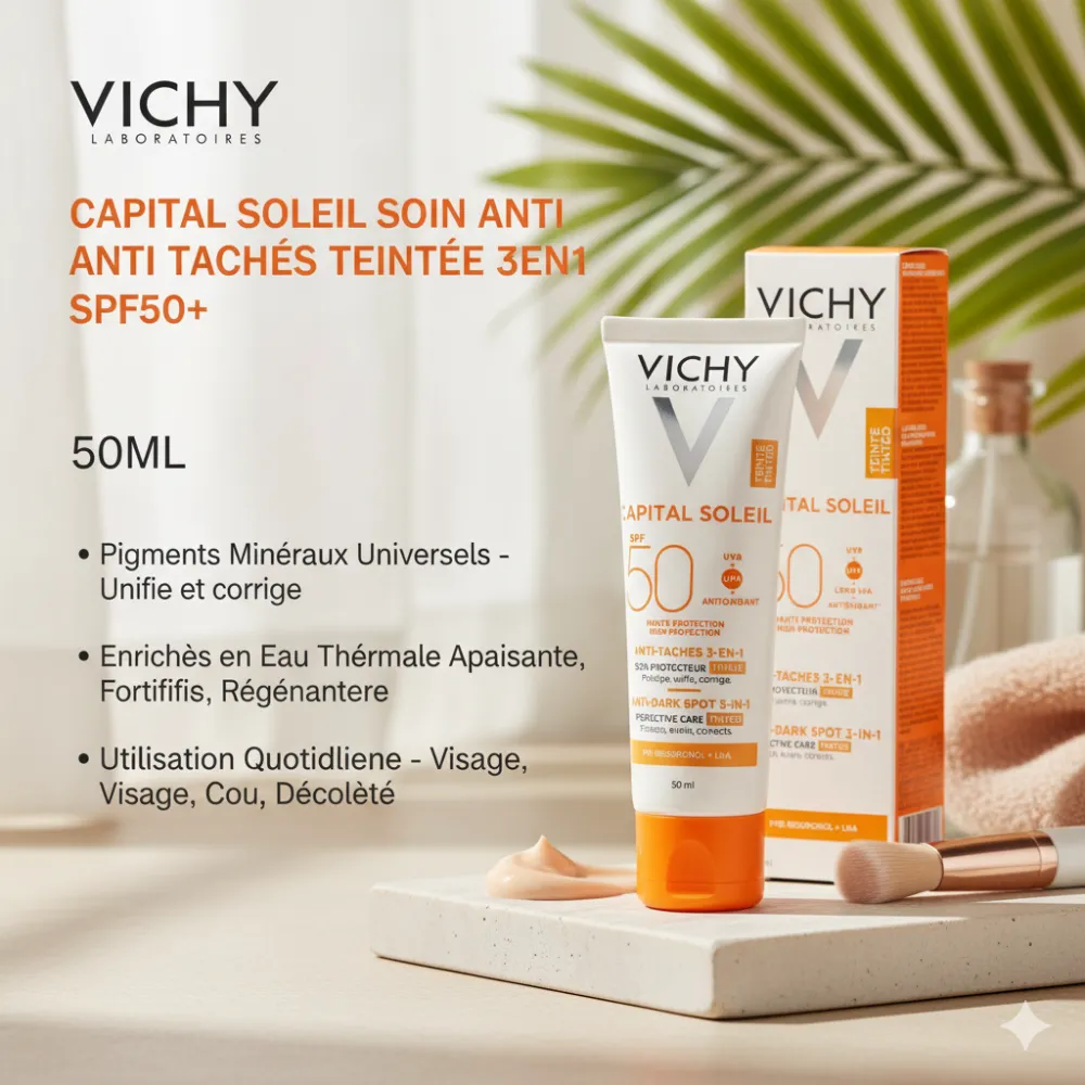VICHY CAPITAL SOLEIL SOIN ANTI TACHES TEINTEE 3EN1 SPF50+, 50ML VICHY CAPITAL SOLEIL SOIN ANTI TACHES TEINTEE 3EN1 SPF50+, 50ML