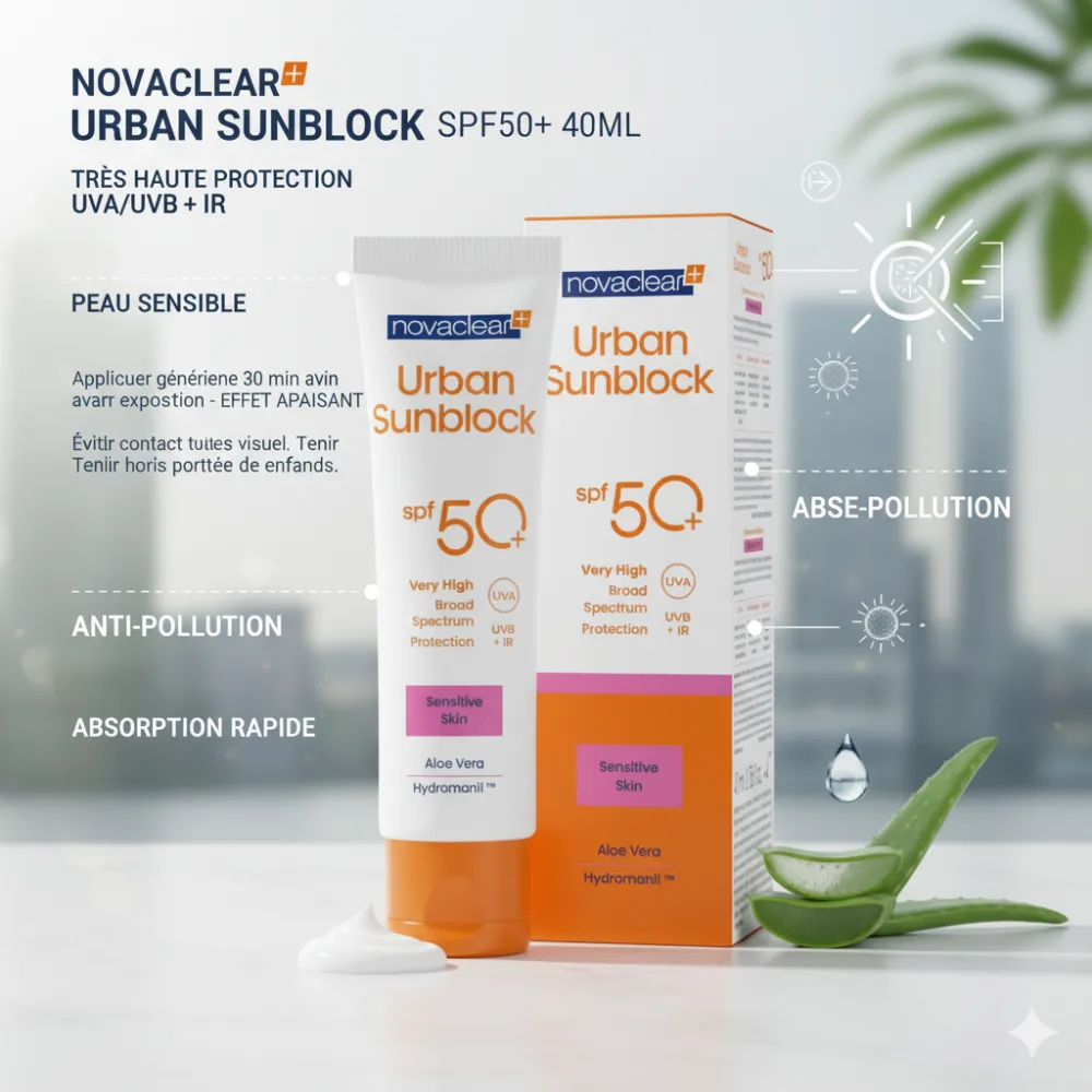 NOVACLEAR URBAN SUNBLOCK SENSITIVE SKIN SPF50+ 40ML NOVACLEAR URBAN SUNBLOCK SENSITIVE SKIN SPF50+ 40ML