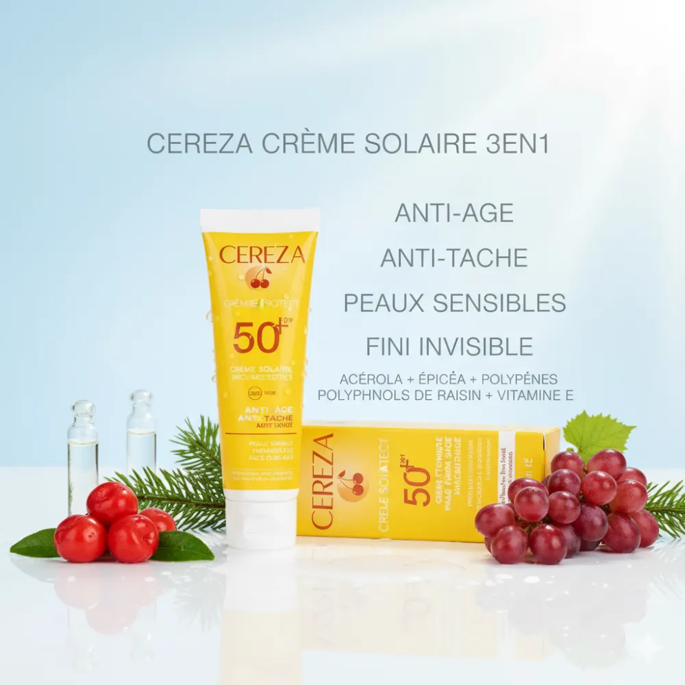 CEREZA CREME SOLAIRE 3EN1 ANTI AGE ET ANTI TACHE 50ML