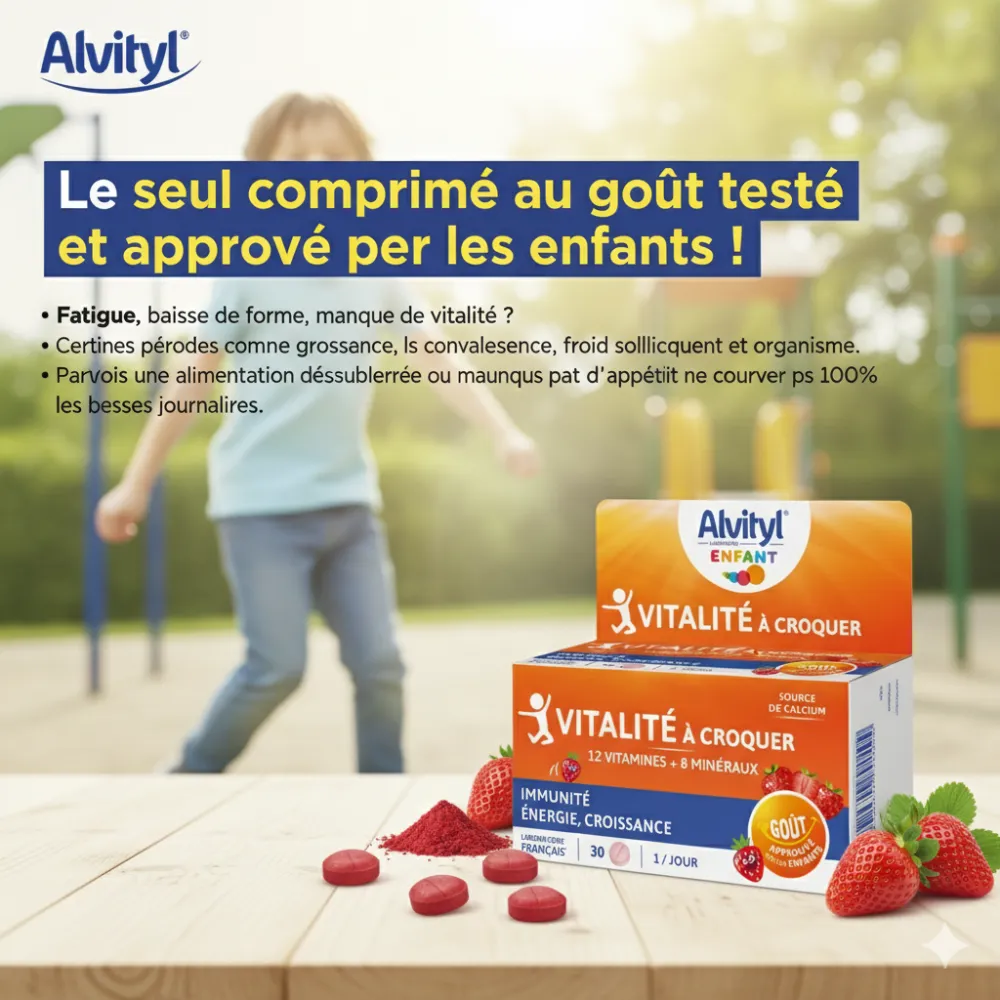 ALVITYL VITALITE A CROQUER GOUT FRAISE 30 COMPRIMES ALVITYL VITALITE A CROQUER GOUT FRAISE 30 COMPRIMES