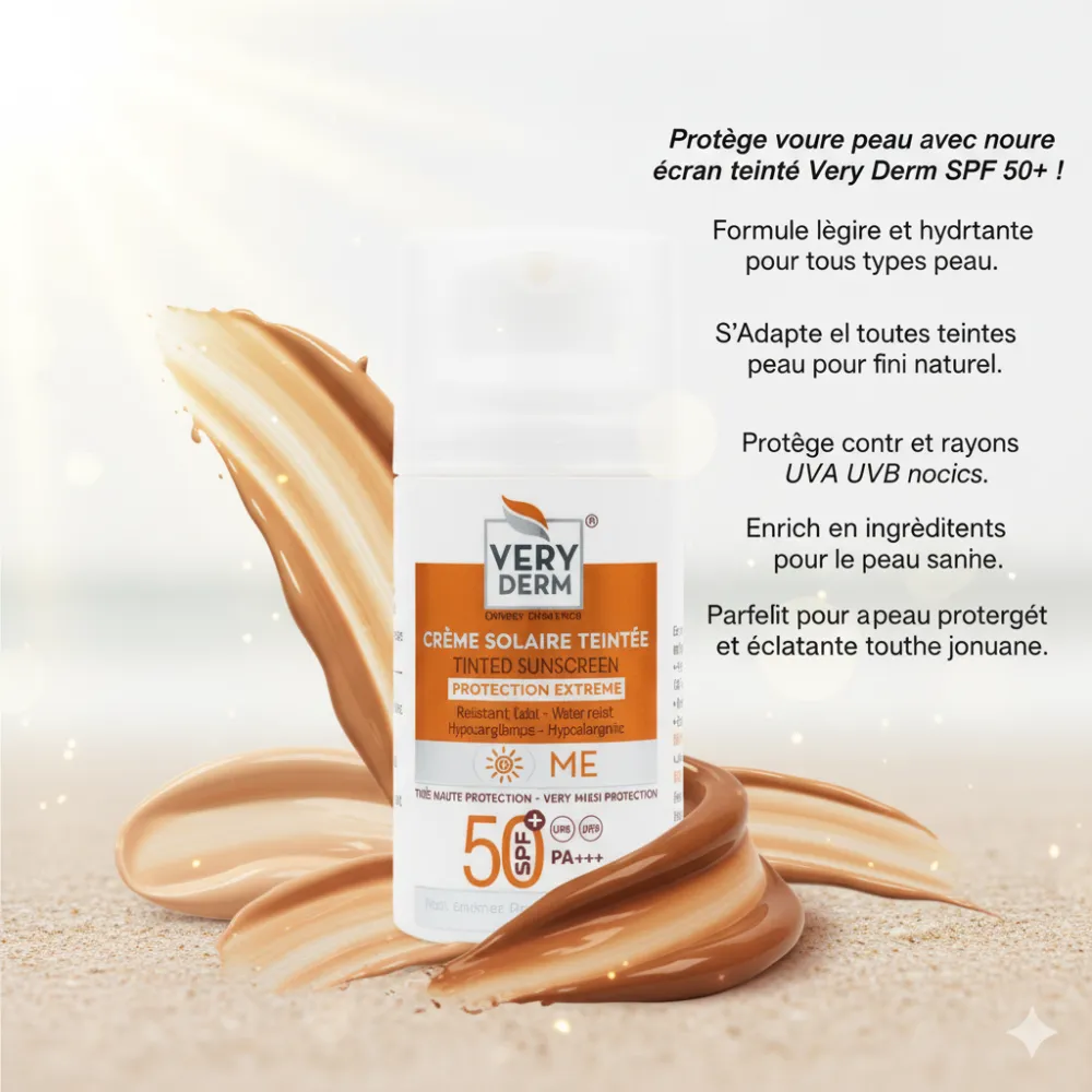 VERY DERM creme solaire teinte Spf 50+