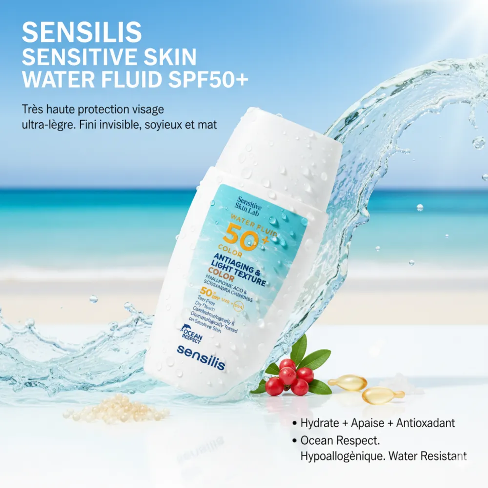 SENSILIS SENSITIVE SKIN WATER FLUID TEINTE SPF50+ 40ML SENSILIS SENSITIVE SKIN WATER FLUID TEINTE SPF50+ 40ML