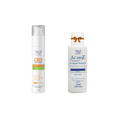 XEN CB3 DEFENCE ECRAN SOLAIRE PMG 50ml + ACNOZ gel net offert