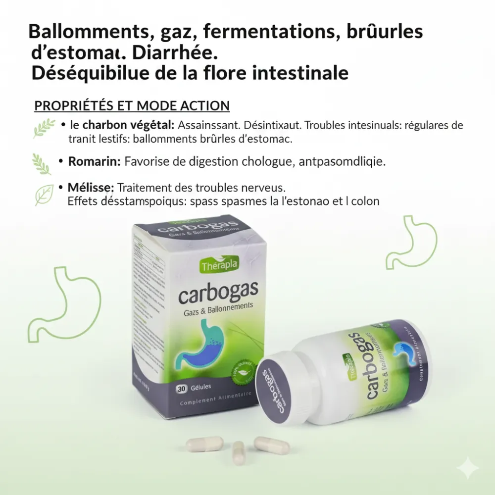 Therapia carbogas 30 gelules