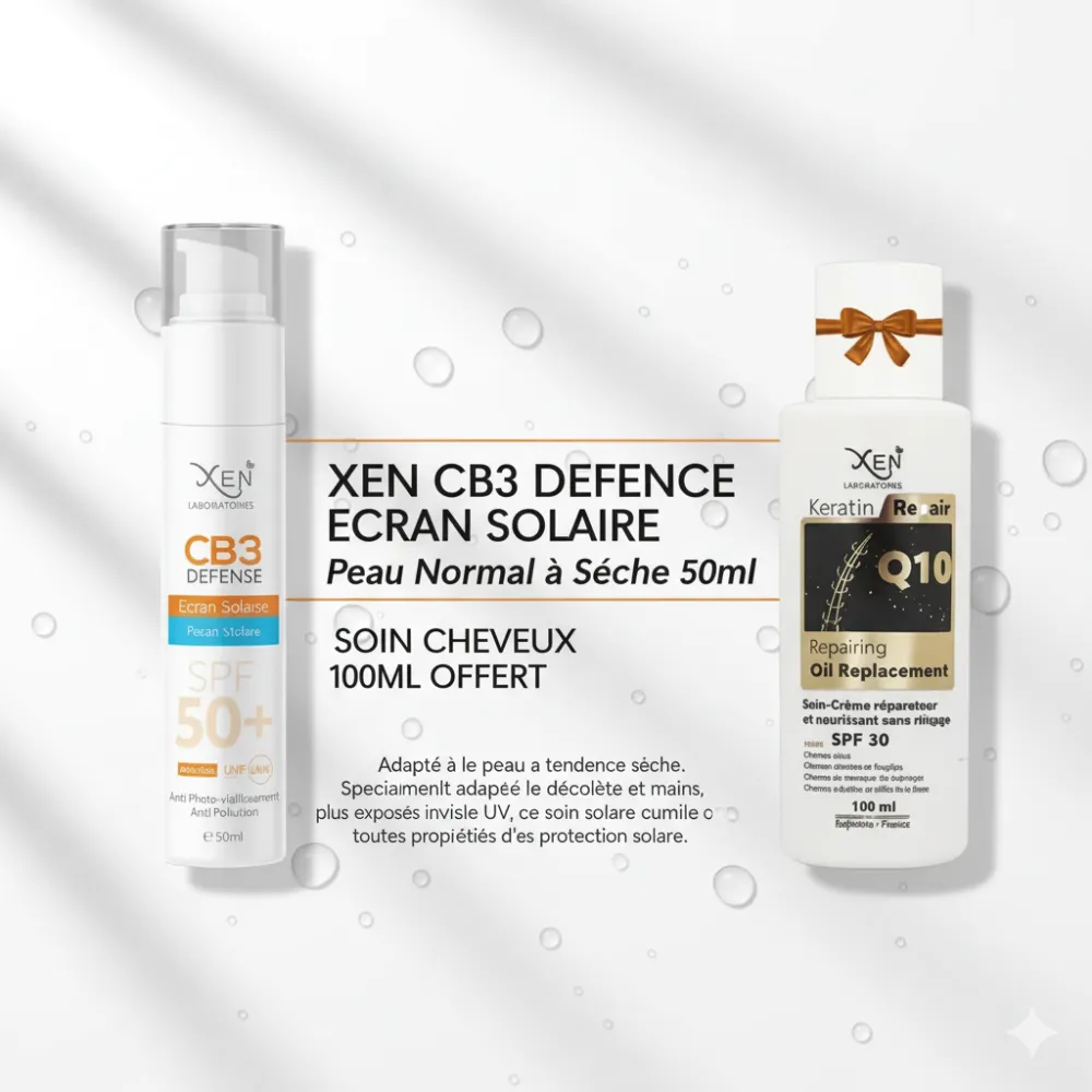 XEN CB3 DEFENCE ECRAN SOLAIRE PNS 50ml +  soin cheveux 100ML offert XEN CB3 DEFENCE ECRAN SOLAIRE PNS 50ml +  soin cheveux 100ML offert