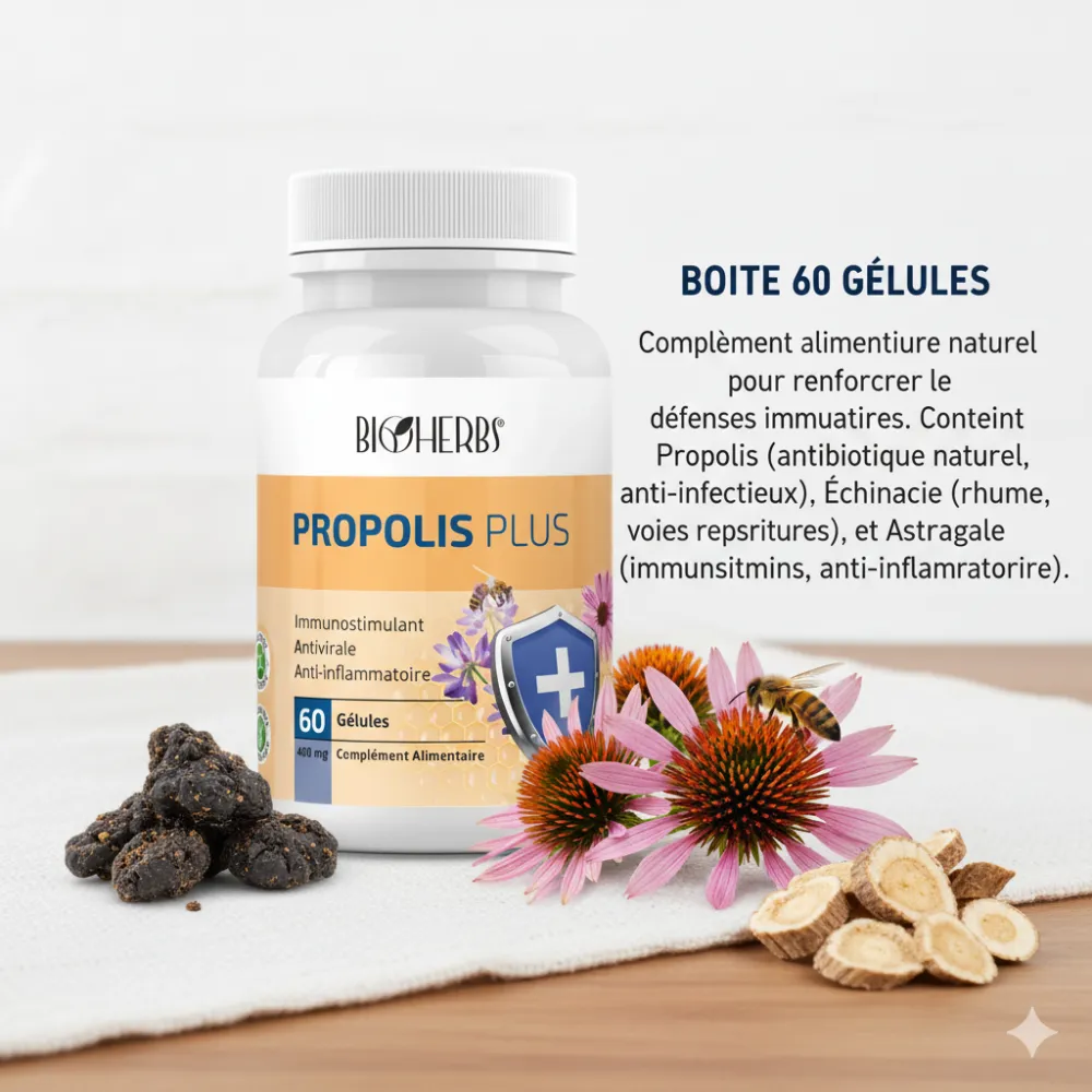 BIOHERBS Propolis Plus, BOITE 60 gélules BIOHERBS Propolis Plus, BOITE 60 gélules
