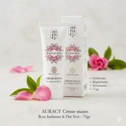 AURACY Crème mains rose indienne & thé vert - 75gr