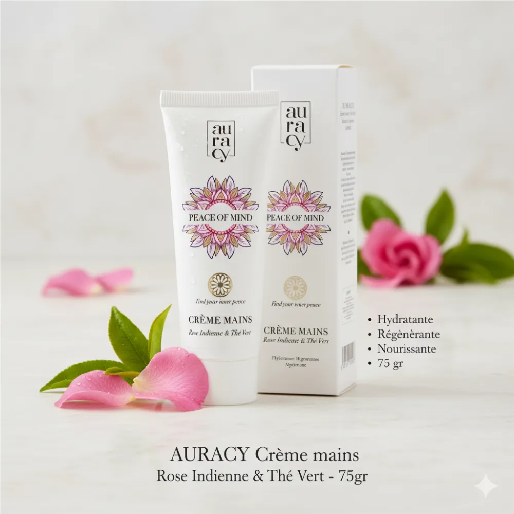 AURACY Crème mains rose indienne & thé vert - 75gr AURACY Crème mains rose indienne & thé vert - 75gr
