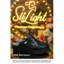 Sabot orthopédique - femme - noir croco1 FS08