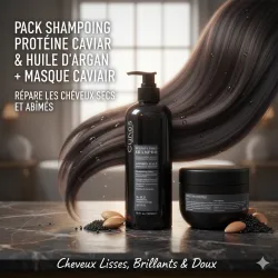 Pack Shamp Protéine Caviar & Huile d’Argan-500 ml +Masque CAVIAR-500ML