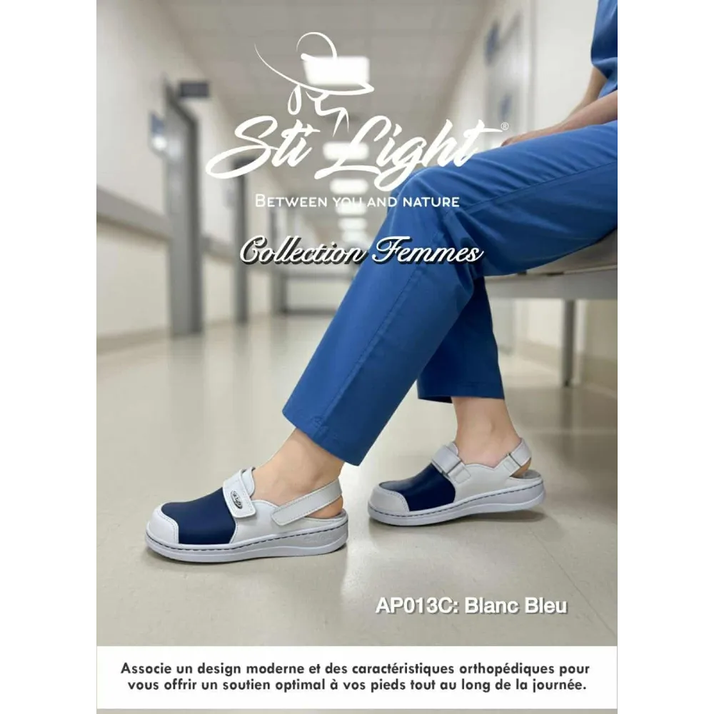 sabot orthopédique - femme - blanc-bleu AP013C