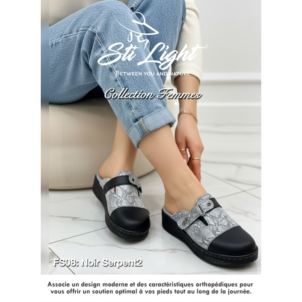 Sabot orthopédique - femme - noir SERPENT2  FS08