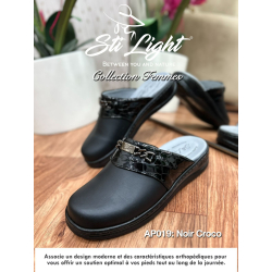sabot orthopédique - femme - NOIR CROCO AP019