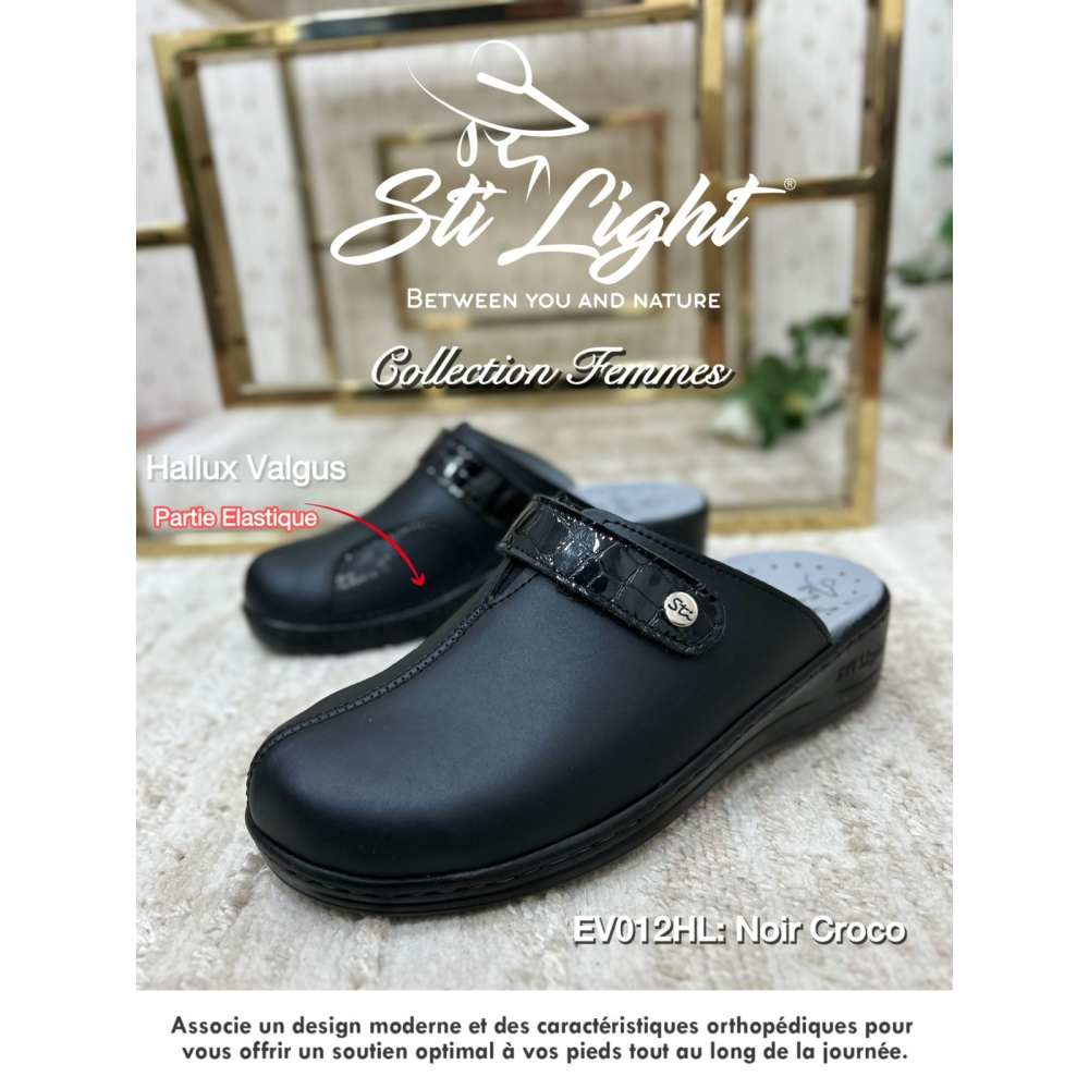 STI Sabot orthopédique - femme - Noir CROCO hallux valgus