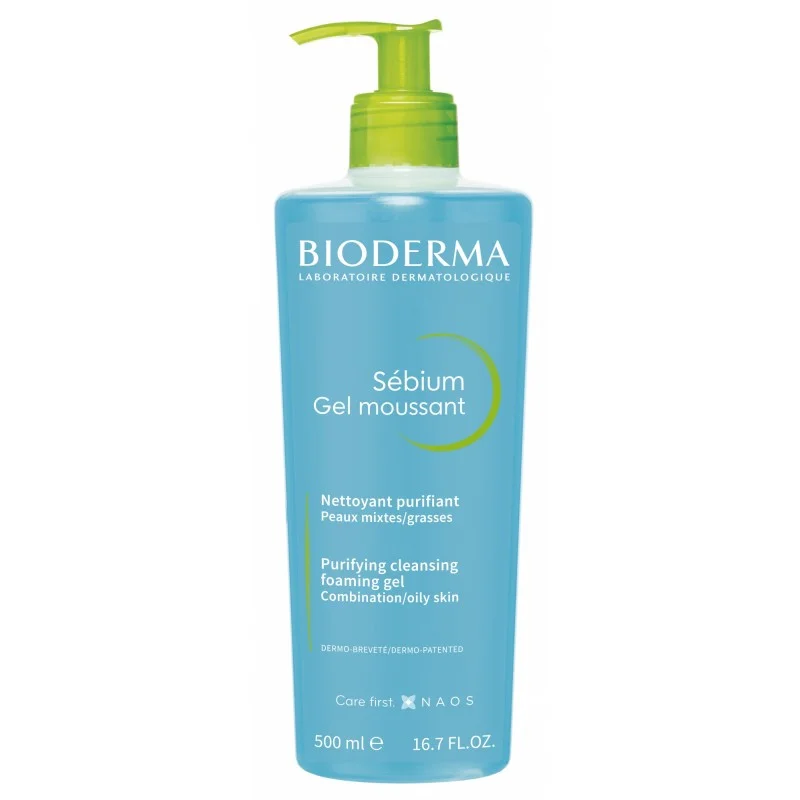 BIODERMA SEBIUM GEL MOUSSANT PURIFIANT POMPE 500ML