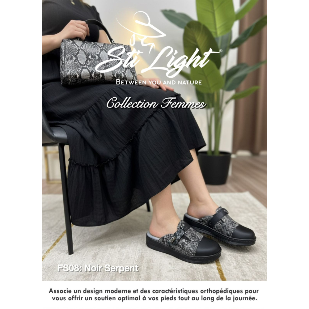 Sabot orthopédique - femme - noir SERPENT  FS08