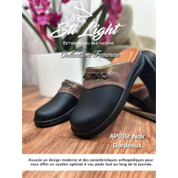 sabot orthopédique - femme - NOIR bordeaux AP019
