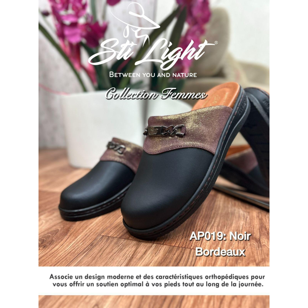 sabot orthopédique - femme - NOIR bordeaux AP019