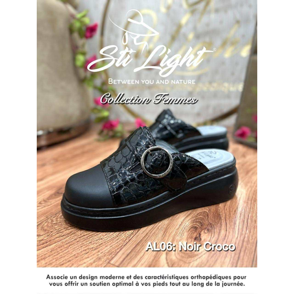 Sabot orthopédique - femme - NOIR CROCO AL06