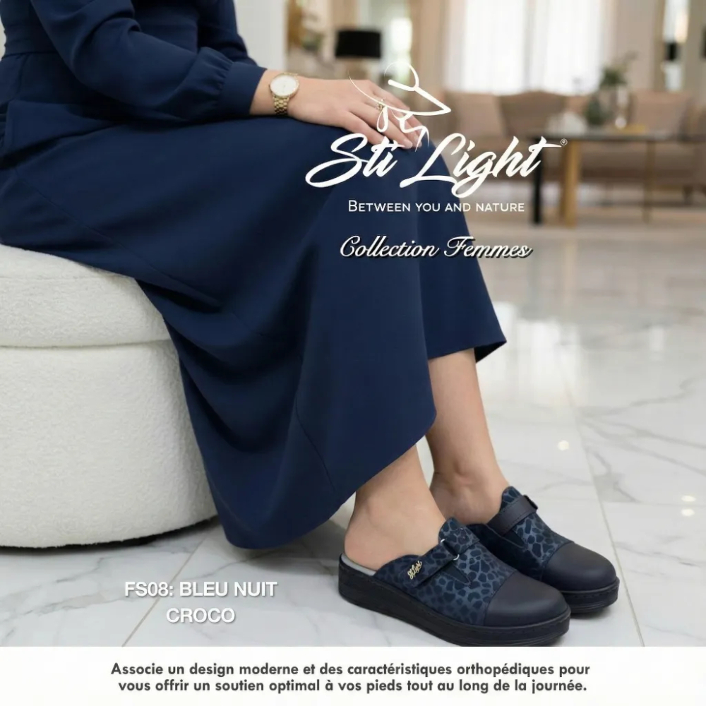 Sabot orthopédique - femme - BLEU NUIT CROCO  FS08