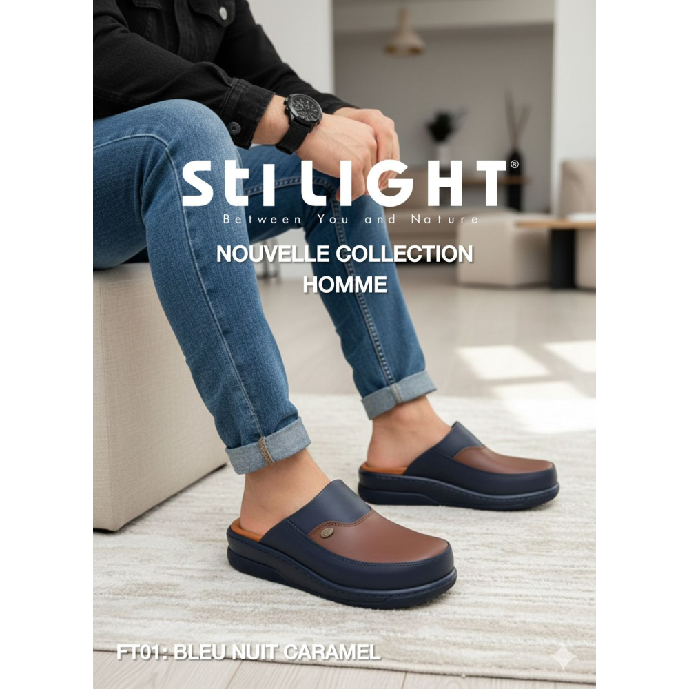 STI Sabot orthopédique - homme - bleu nuit caramel FT01