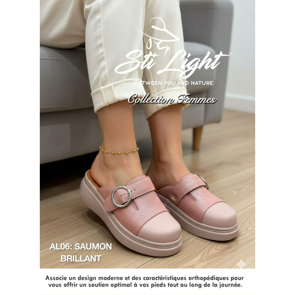 Sabot orthopédique - femme - saumon brillant AL06