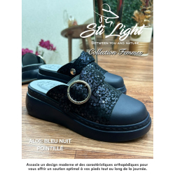 Sabot orthopédique - femme - bleu nuit pointillé AL06