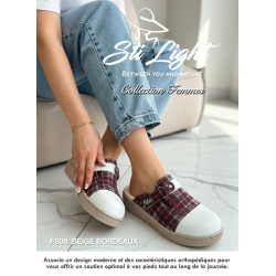 Sabot orthopédique - femme - beige bordeaux FS08
