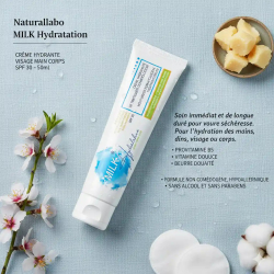 Naturallabo MILK Hydratation – Crème hydratante visage main corps SPF 30 – 50ml