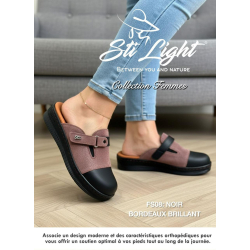 Sabot orthopédique - femme - noir bordeaux brillant FS08