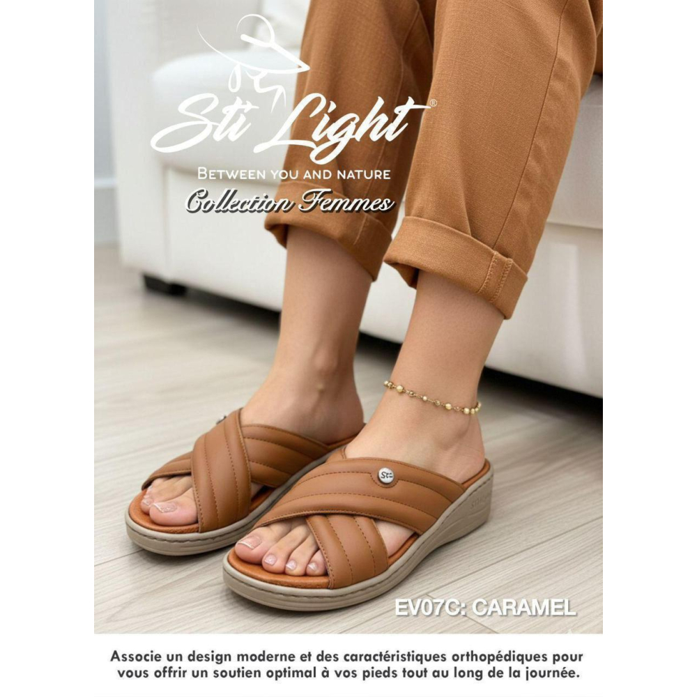 claquette orthopédique - femme - caramel
