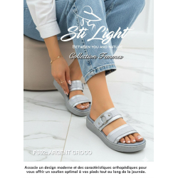 Claquette orthopédique - femme - argent croco