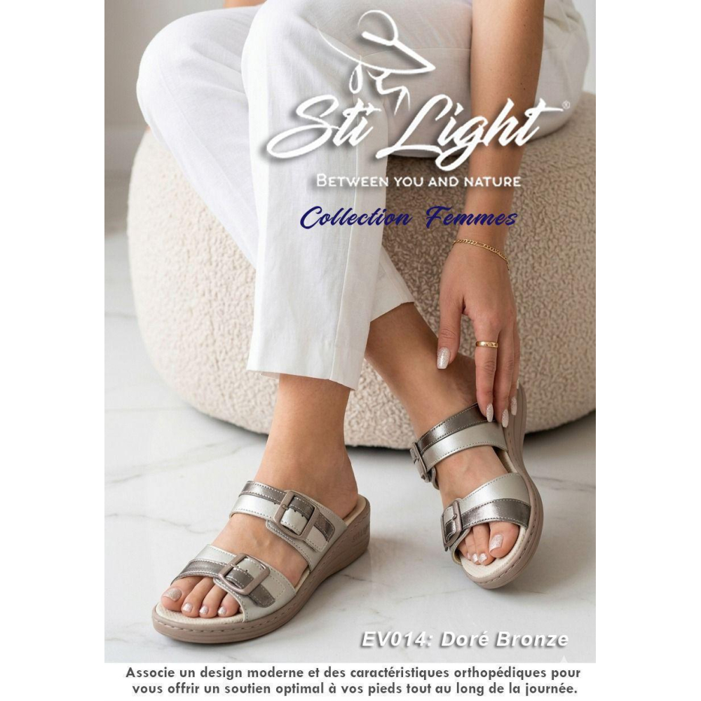 Claquette orthopédique - femme  doré bronze ev014