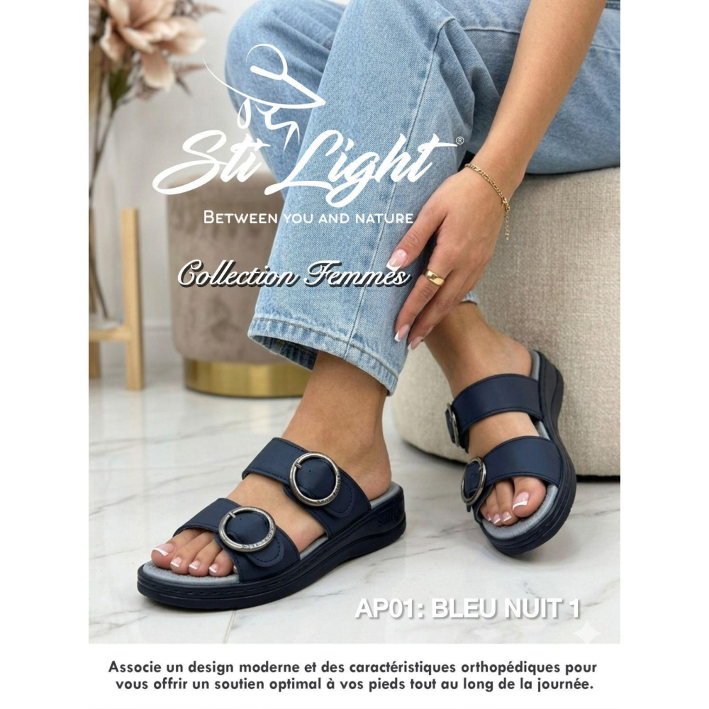 Claquette orthopédique - femme - bleu nuit1 ap01