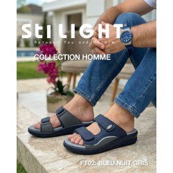 Claquette orthopédique - homme - bleu nuit GRIS FT02